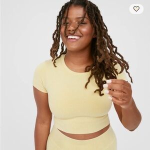 NWT OFFLINE By Aerie Sidewalk Seamless Cropped T-Shirt Light Green Size Large